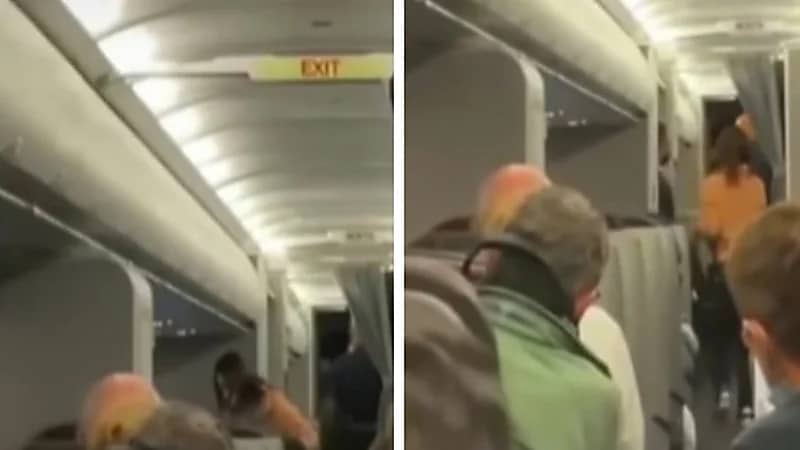 شاهد.. مضيفة طيران تتعرض للضرب من قبل راكب على متن طائرة 