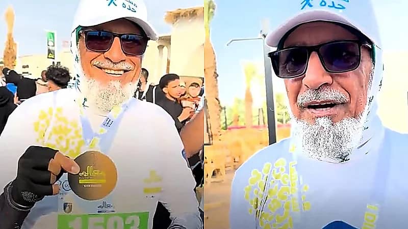 مسن يتحدى العمر ويشارك في ماراثون معالم بالمدينة المنورة .. فيديو