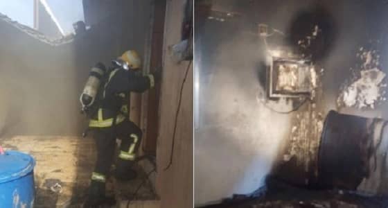 بالصور.. مدني شرورة يسيطر على حريق منزل بحي سلطانة