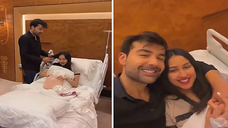 زوج فرح الهادي يدللها ويمشط شعرها بعد الولادة .. فيديو