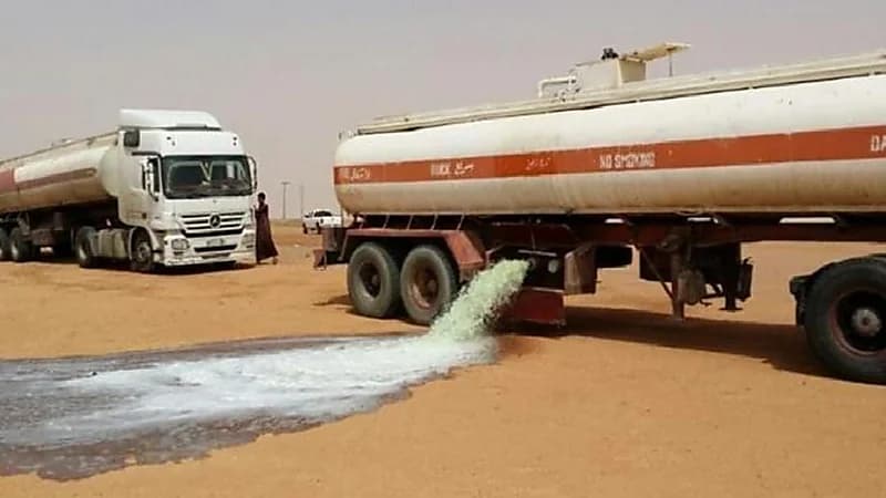 شاهد.. ضبط شاحنات تقوم بخلط البنزين مع الديزل ثم تبيعه للمحطات