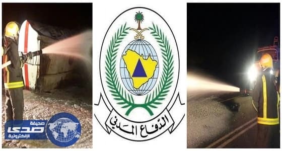 بالصور.. انحراف ناقلة زيوت مستهلكة ببيشة دون إصابات