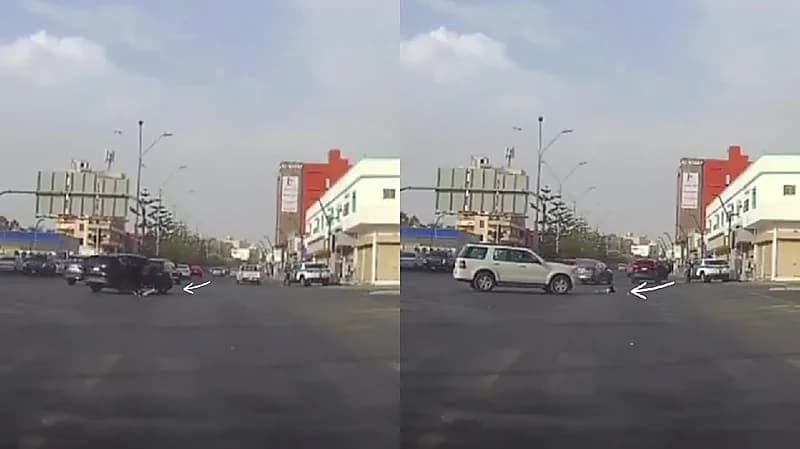 سقوط طفل من سيارة أثناء سيرها .. فيديو
