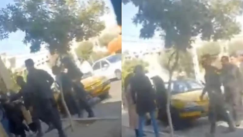 بالفيديو.. نظام "الملالي" يعتدي بالضرب على النساء خوفًا من تجمعهم