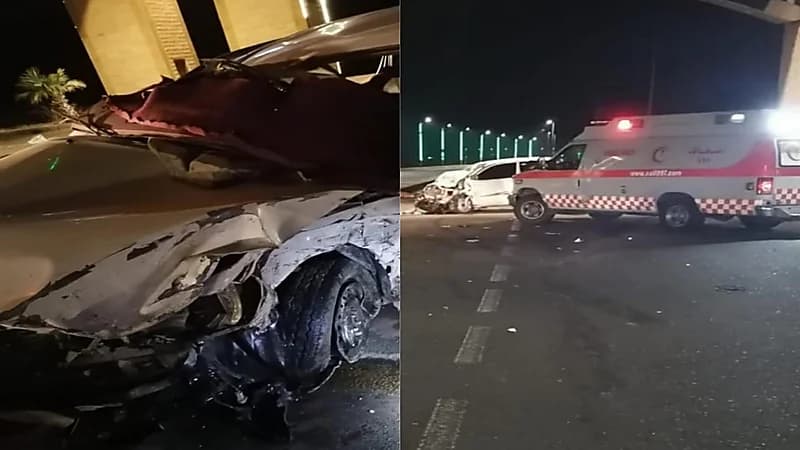 حادث مروع بتقاطع كساب بأضم يخلف وفاتين وإصابات بليغة .. صور