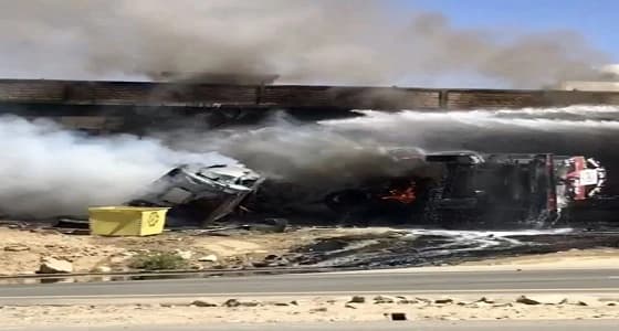 بالصور| سقوط شاحنة من منحدر بالنماص ومصرع قائدها