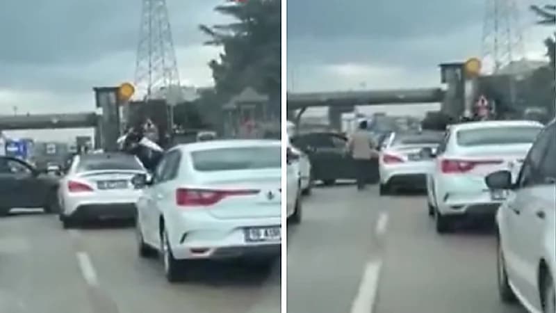 معركة عنيفة بين قائدي مركبات على طريق عام .. فيديو