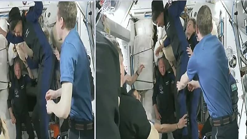 موقف طريف لريانة برناوي لانعدام الجاذبية بمحطة الفضاء (فيديو)