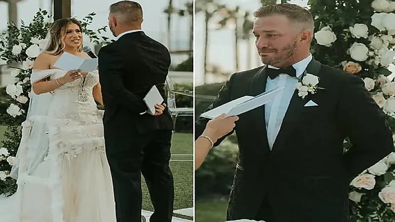 بالصور.. فتاة تتغلب على إعاقتها يوم زفافها بواسطة فستان حورية البحر