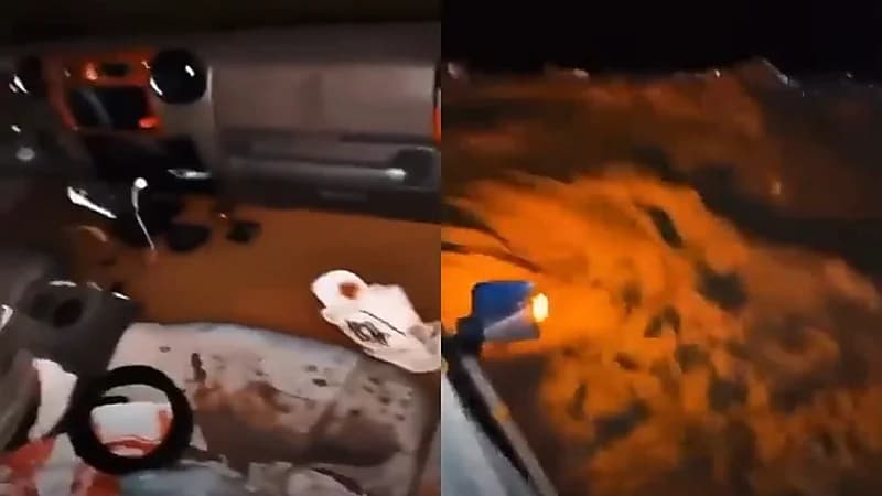 بالفيديو.. مواطن يوثق لحظات حاسمة وهو عالق مع مرافقه بسيول أحد الأودية