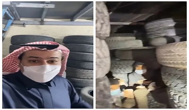 شاهد.. لحظة مداهمة محلات إطارات السيارات المغشوشة في الرياض