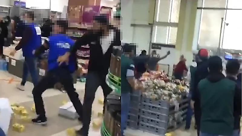 بالفيديو.. معركة ضارية على زجاجة زيت في لبنان