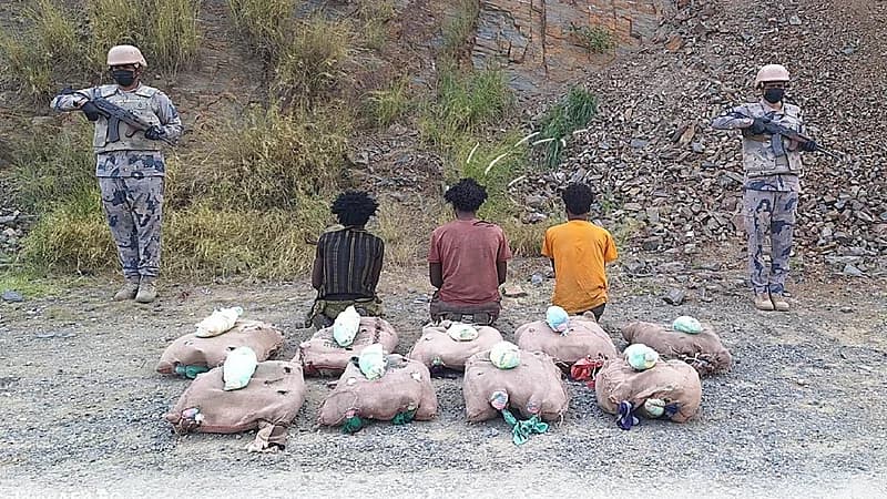 القبض على 3 مخالفين لتهريبهم 240 كيلوجرامًا من القات