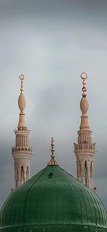 صورة رائعة للقبة الخضراء في المسجد النبوي