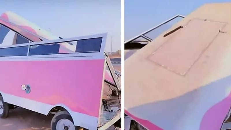 فتاة تبكي أمام عربة "الفود ترك" بعد تعرضها لحادث مروري وأمير حائل يوجه بمتابعة حالتها