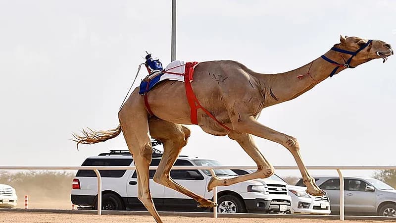 شاهد.. لحظة إنقاذ طفل قبل دهسه في سباق الهجن بتبوك