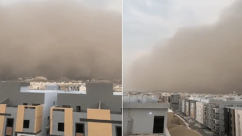 عواصف ترابية في الأحياء الشرقية بجدة ..فيديو