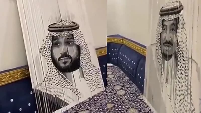بالفيديو .. مواطن يرسم صور للملك سلمان وولي العهد بطريقة مبتكرة في لوحة واحدة