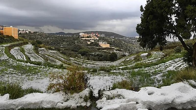 حبات البرد ترسم لوحة فنية في قمم عسير (صور)