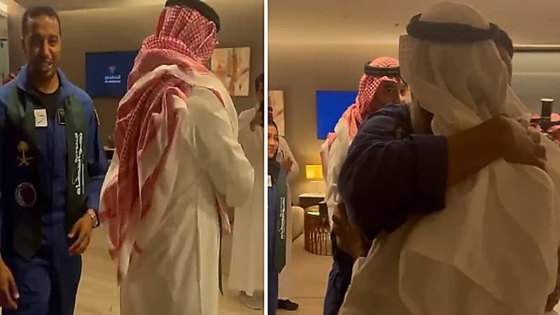 عناق حار بين علي القرني ووالده لحظة وصوله للرياض.. فيديو