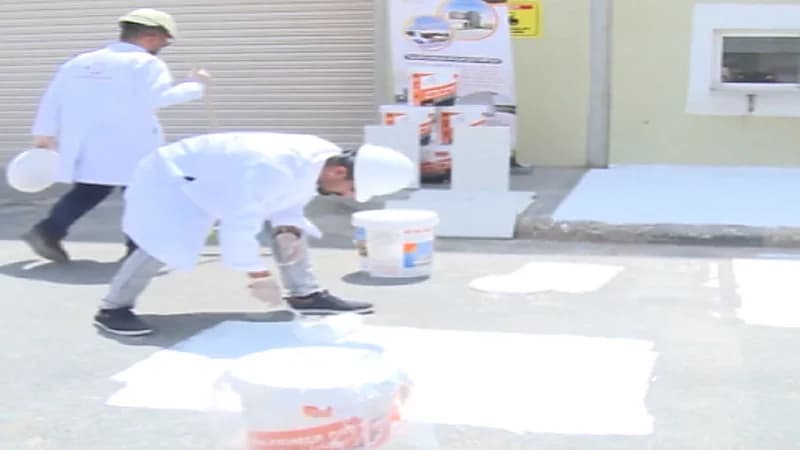 طلاء أبيض يخفض درجة الحرارة لأول مرة بالمملكة.. فيديو