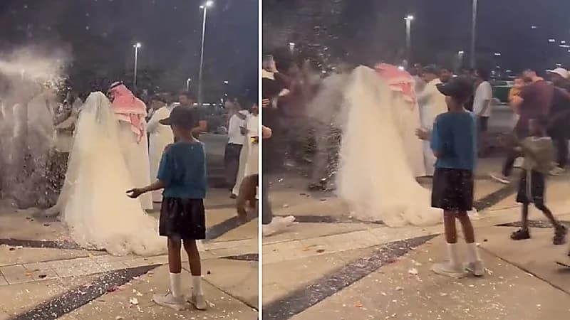 زفة عروسين على كورنيش الخبر.. فيديو