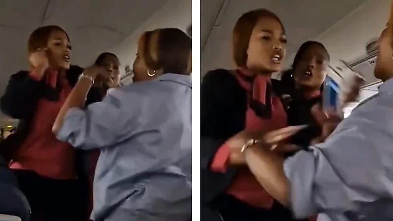 مسافرة تعتدي على مضيفة طيران وتسبب فوضى في الطائرة .. فيديو