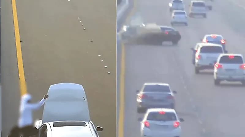 نجاة شخصين بأعجوبة من تصادم مروع في الإمارات .. فيديو