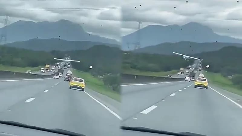 هبوط إضطراري لطائرة على طريق سريع..فيديو