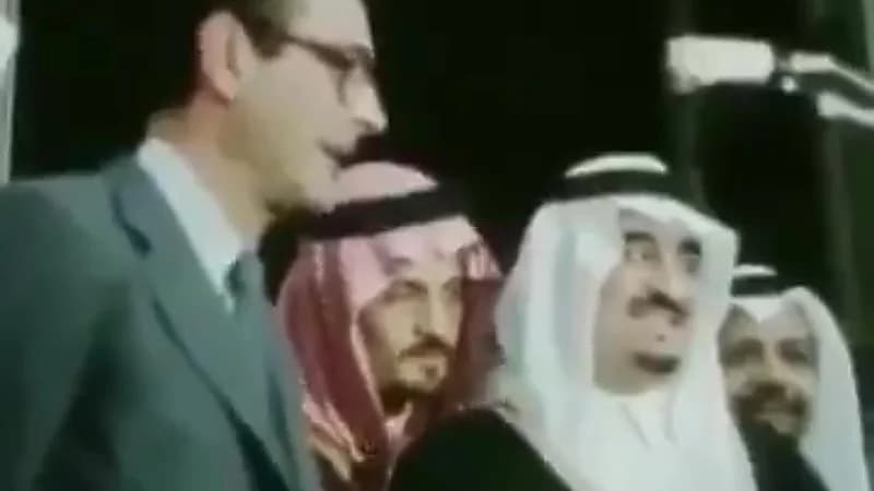 مقطع نادر للملك فهد خلال زيارته فرنسا قبل 40  عام