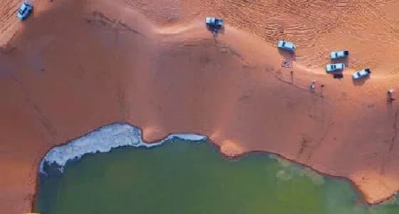 صورة جوية لبحيرة الزلفي تخطف الأنظار