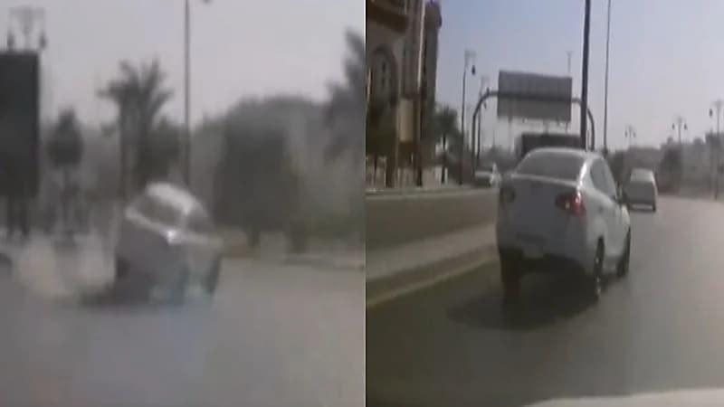 فيديو.. ارتطام مركبة بالرصيف بسبب السرعة الزائدة