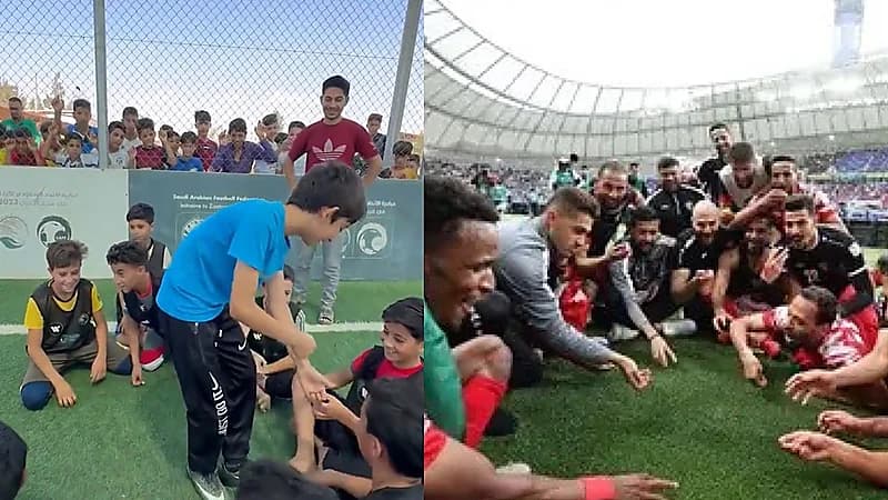 طاولة الصغار.. احتفالية أطفال سوريا على طريقة لاعبي منتخب الأردن المنسف .. فيديو