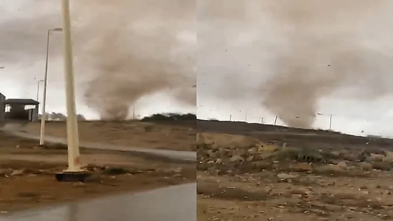 شاهد.. لحظة تشكل إعصار قمعي في جازان