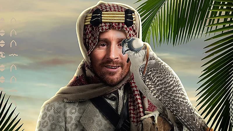 ميسي بالعقال المقصف في يوم التأسيس .. صورة