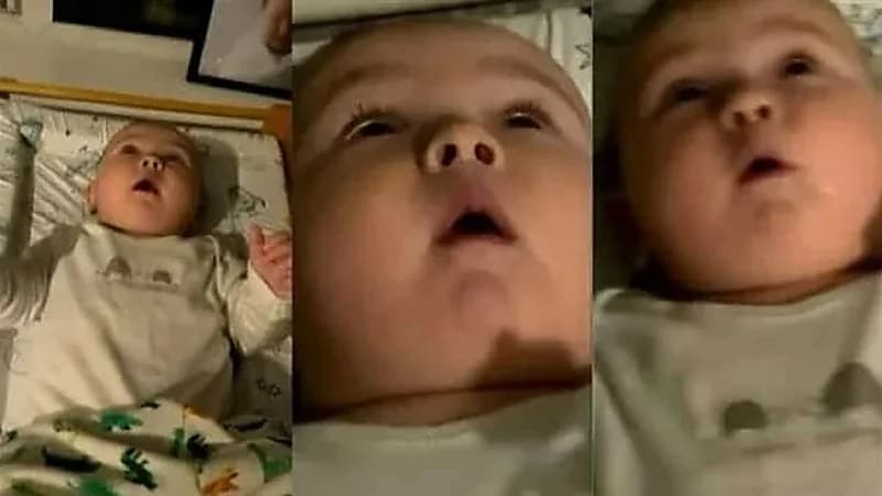 طفل رضيع ينطق لأول مرة بجملة "غير متوقعة"
