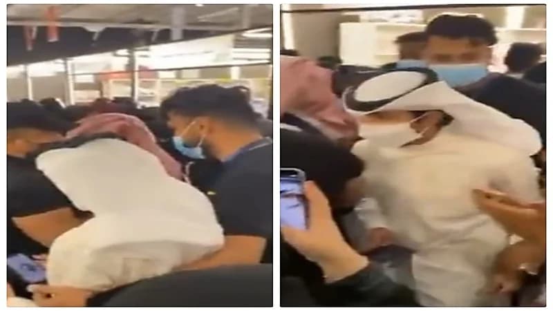 شاهد.. زحام وتدافع محبي الشاعر شريان الديحاني أثناء استقباله في معرض الكتاب