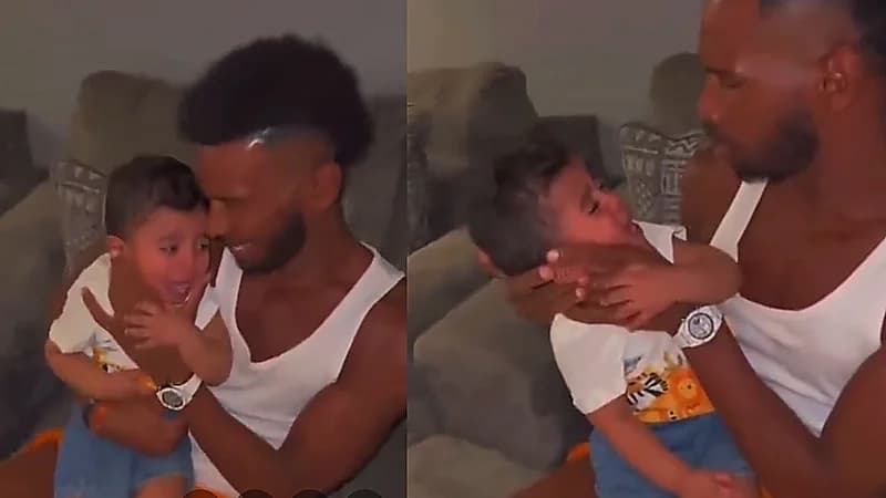 البليهي يحمل طفل صغير ويلاعبه ويقبله .. فيديو