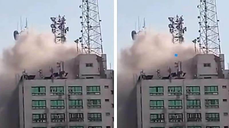 حريق ضخم بسنترال رمسيس يعطل خدمات الإنترنت في مصر.. فيديو