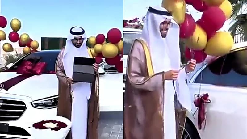 عبدالقادر الشهراني يهدي زوجته مرسيدس بقيمة نصف مليون ريال  ..  فيديو