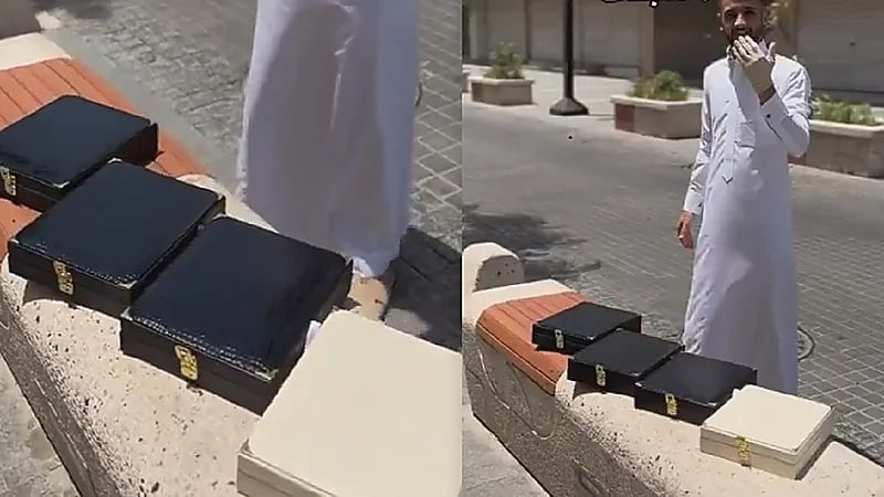 رجل يشتري لزوجته 4 شبكات ليؤكد لها أنها الأولى والأخيرة..فيديو