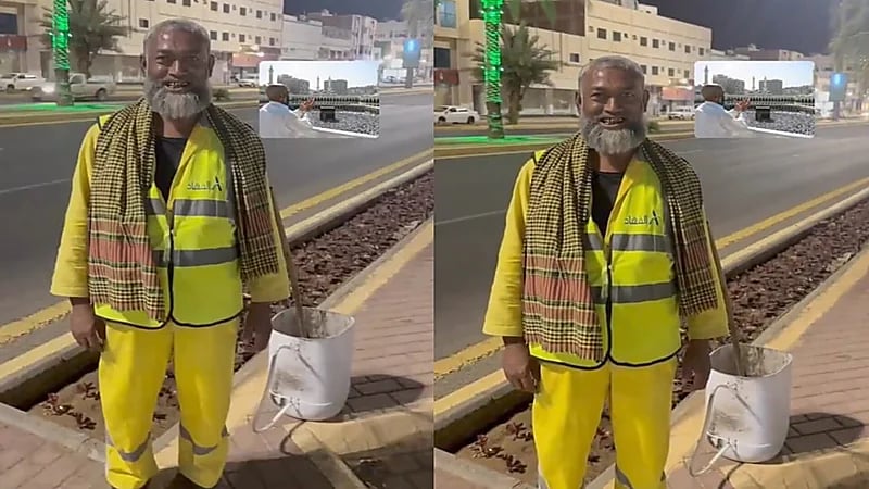 فرحة عامل نظافة بعد قيام فاعل خير بالحجز له في حملة الحج .. فيديو