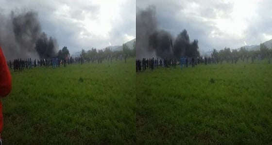 بالفيديو والصور.. أكثر من 257 قتيل في تحطم طائرة عسكرية بالجزائر