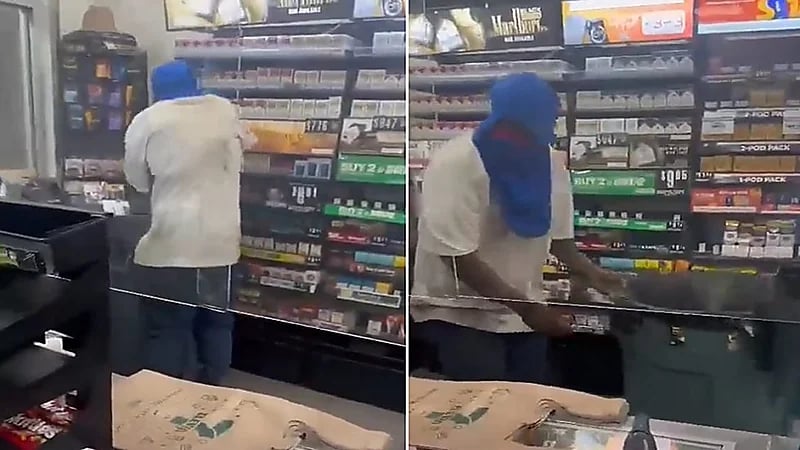 نهاية غير متوقعة للص حاول سرقة محل بقالة مملوك لهنود.. فيديو