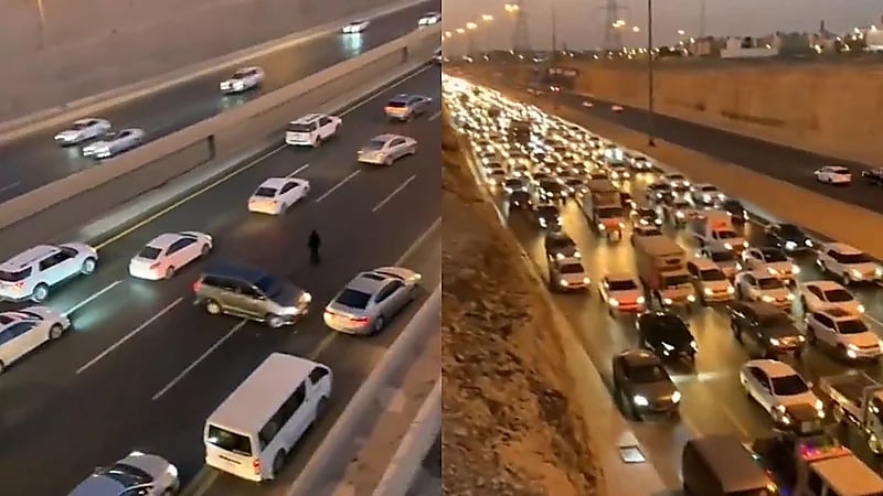 حادث سيارة تقودها فتاة يتسبب في تعطل الدائري بالرياض .. فيديو