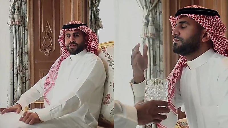 رياض محرز بالشماغ والثوب .. فيديو