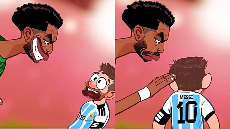 شاهد..لقطات كارتونية ساخرة من الأرجنتين بعد الخسارة المدوية أمام الأخضر