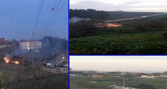 بالفيديو والصور.. لحظة قفز الطيارين الإسرائيليين من المقاتلة وأول مشاهد لحطامها