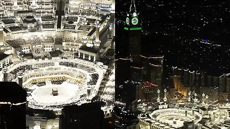 طيران الأمن يرصد الأجواء التي يعيشها ضيوف الرحمن مع دخول العشر الأواخر.. فيديو