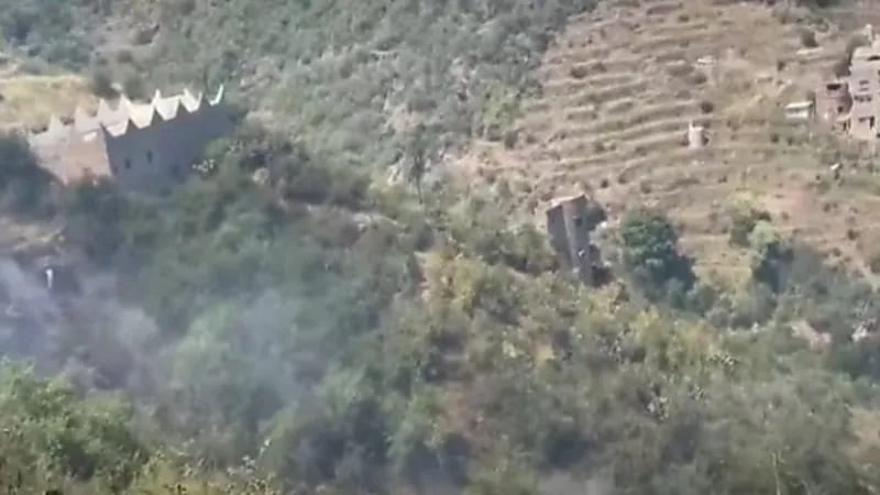 إخماد حريق ضخم في مدرجات زراعية بفيفاء "فيديو"